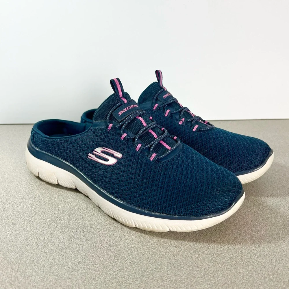 Skechers Summits Swift Step Women's Blue pink Mesh Slip-On Mules Size 7.5 - Picture 1 of 7